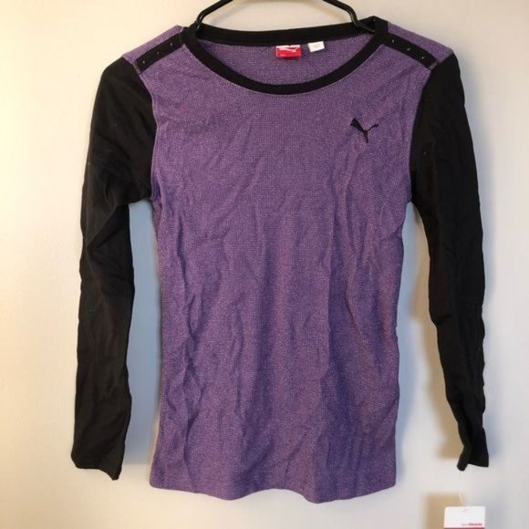 NWT PUMA Purple w/ Black Sleeves Top - Size Large - Picture 1 of 6
